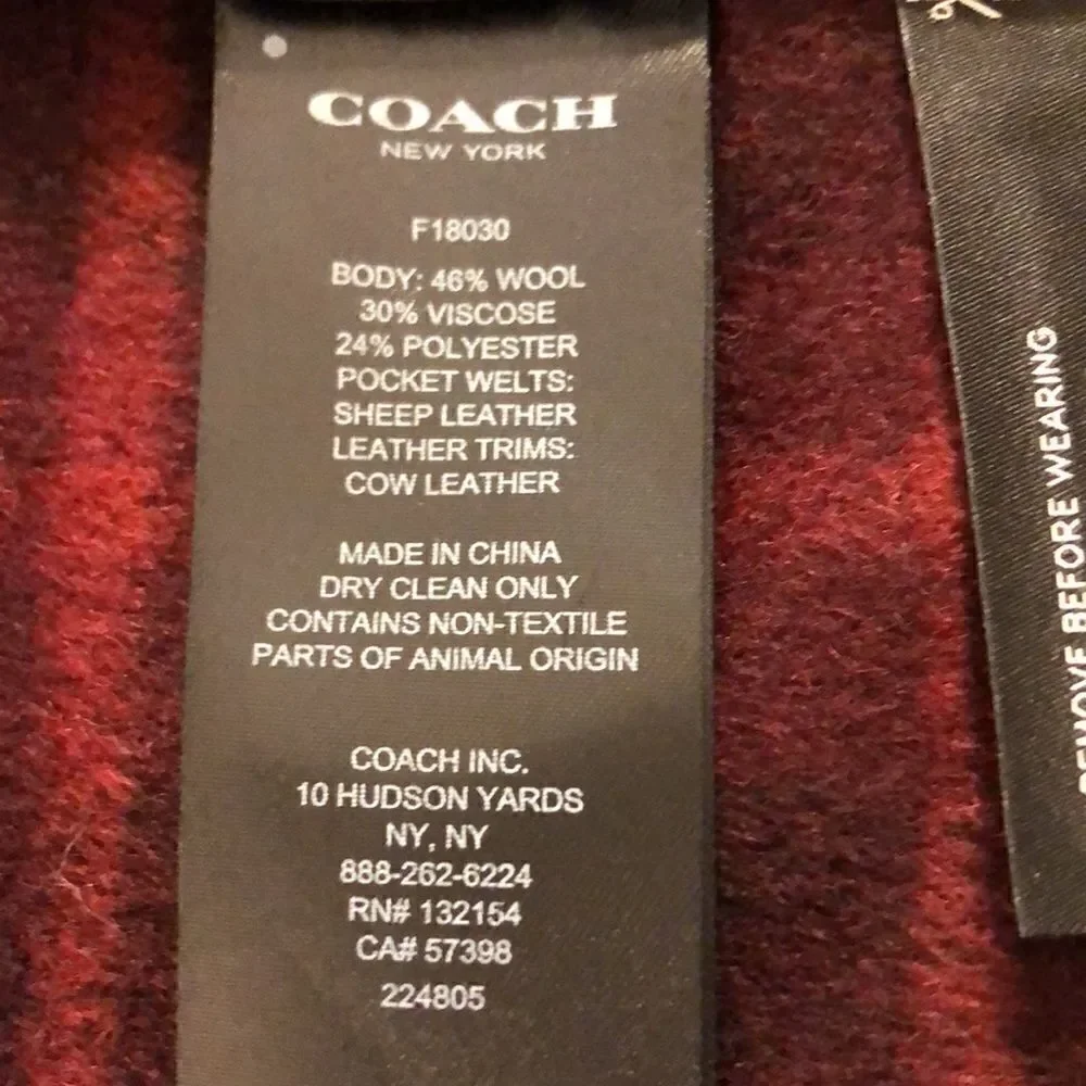 COACH CAPE w/DETACHABLE HOOD Wm Sz XS/S, RN 132154, Black Oversized NEW